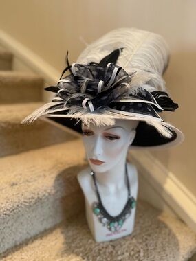 Black and White Feathered Hat members only